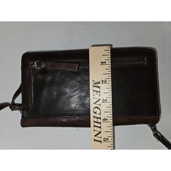 New! Spikes & Sparrow Brown Leather Aspen Wristlet Zip Wallet RFID Protected - Picture 10 of 11